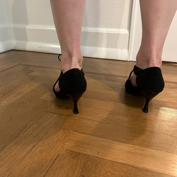 Vintage Stuart Weitzman black heels with tassel tie. Size 7.5m - Picture 4 of 7